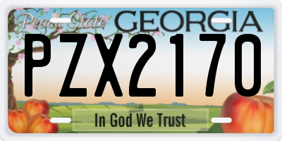 GA license plate PZX2170