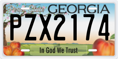 GA license plate PZX2174
