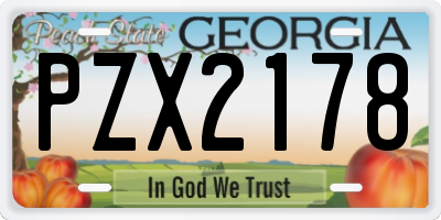 GA license plate PZX2178