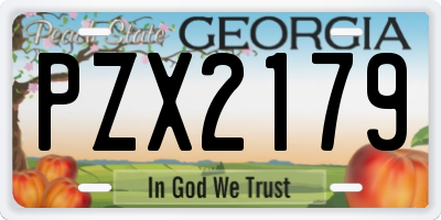 GA license plate PZX2179