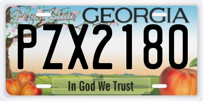 GA license plate PZX2180