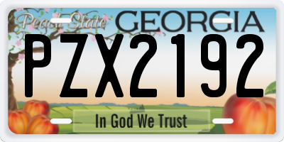 GA license plate PZX2192