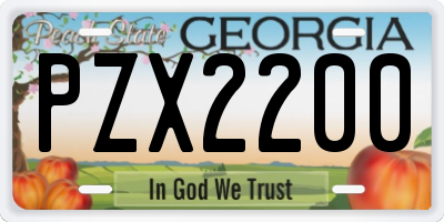 GA license plate PZX2200
