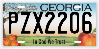 GA license plate PZX2206
