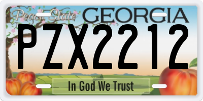 GA license plate PZX2212