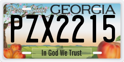 GA license plate PZX2215