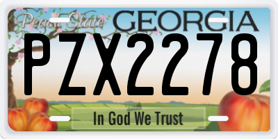 GA license plate PZX2278