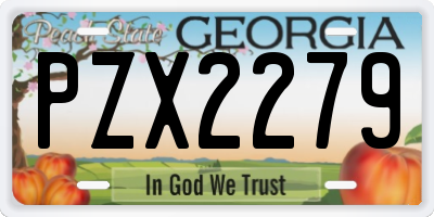 GA license plate PZX2279