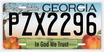 GA license plate PZX2296