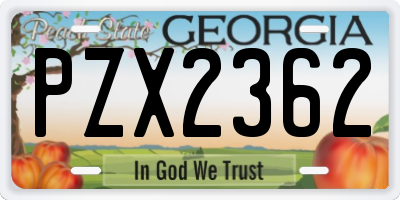 GA license plate PZX2362
