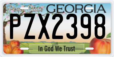 GA license plate PZX2398