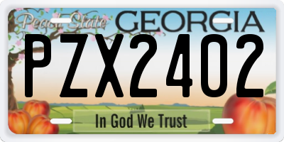GA license plate PZX2402