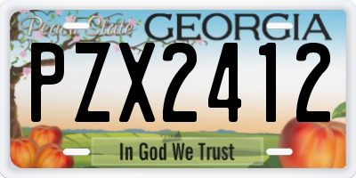 GA license plate PZX2412
