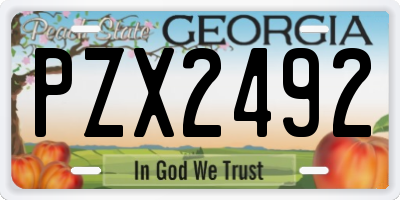 GA license plate PZX2492