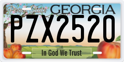 GA license plate PZX2520