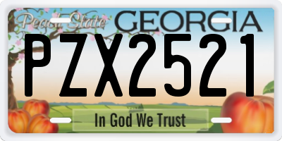 GA license plate PZX2521