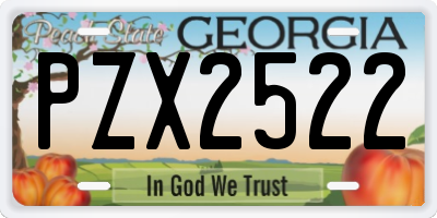 GA license plate PZX2522