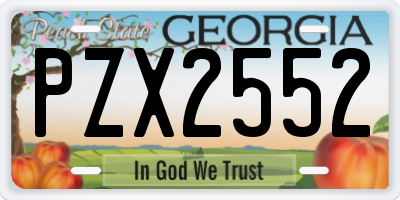 GA license plate PZX2552