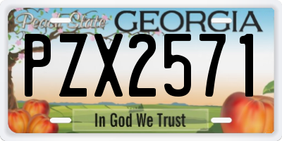 GA license plate PZX2571