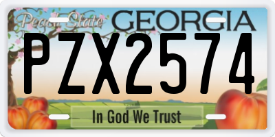 GA license plate PZX2574