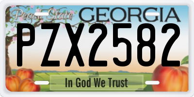 GA license plate PZX2582