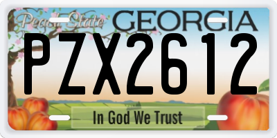 GA license plate PZX2612