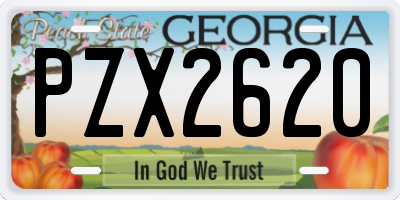 GA license plate PZX2620