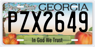 GA license plate PZX2649