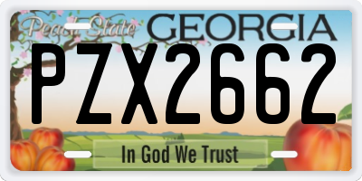GA license plate PZX2662
