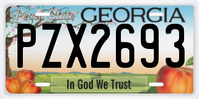 GA license plate PZX2693