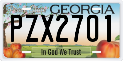 GA license plate PZX2701