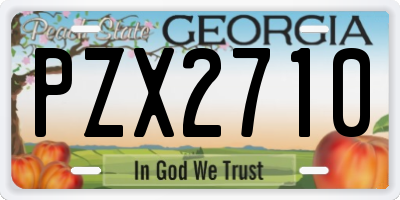 GA license plate PZX2710