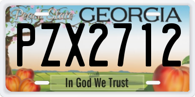 GA license plate PZX2712