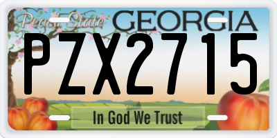 GA license plate PZX2715