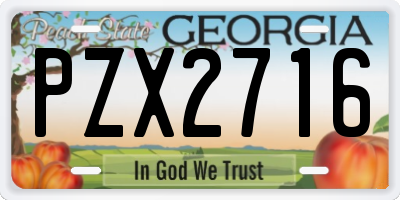 GA license plate PZX2716