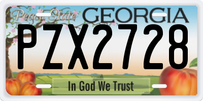 GA license plate PZX2728