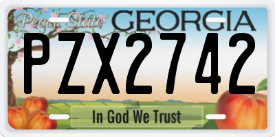 GA license plate PZX2742
