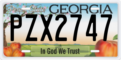 GA license plate PZX2747