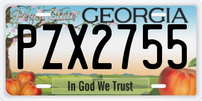 GA license plate PZX2755