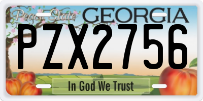 GA license plate PZX2756