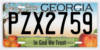 GA license plate PZX2759