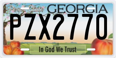GA license plate PZX2770