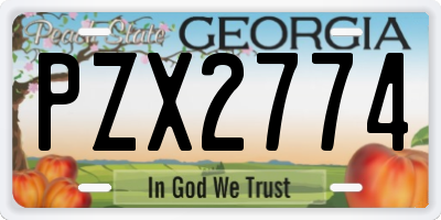 GA license plate PZX2774