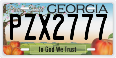 GA license plate PZX2777