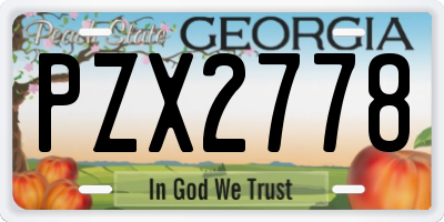 GA license plate PZX2778