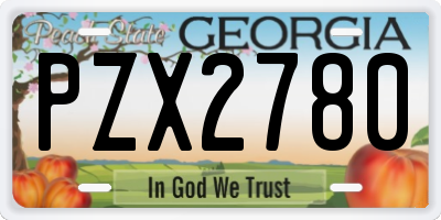 GA license plate PZX2780