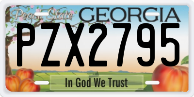 GA license plate PZX2795