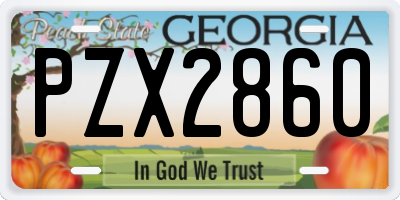 GA license plate PZX2860