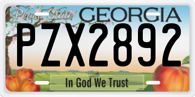GA license plate PZX2892