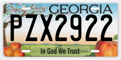 GA license plate PZX2922